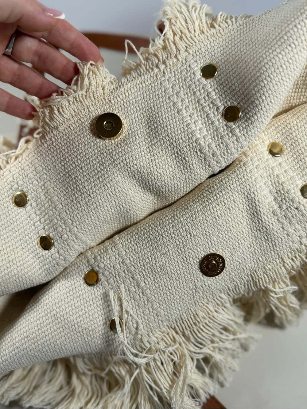 Source Unknown Cream Tote with Blue 'Summer Vibes' Embroidery